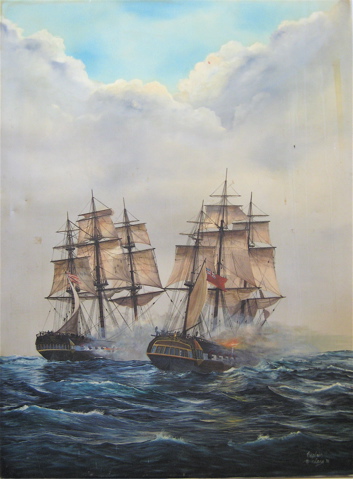 Appraisal: CAPTAIN LARS OIL ON CANVAS A British man o'war and