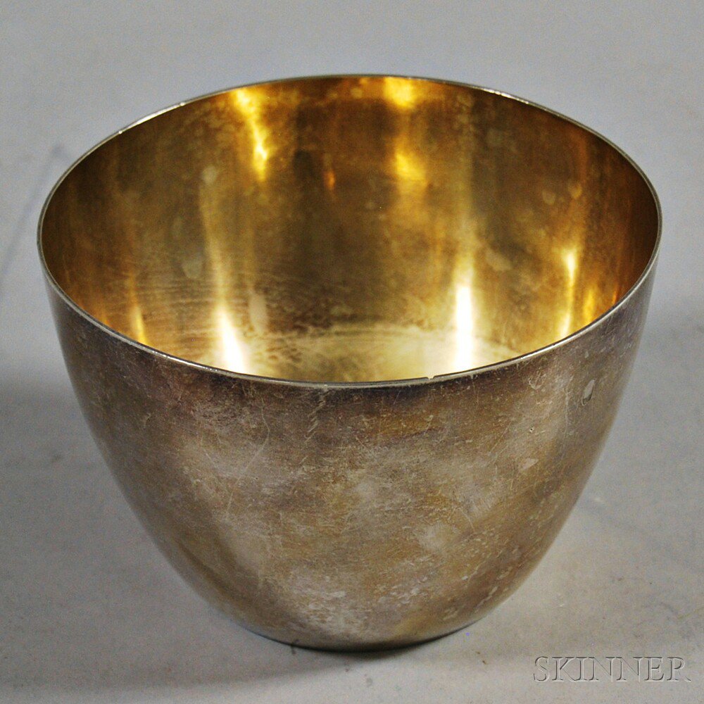 Appraisal: Sterling Silver Bowl with English marks and gold-washed interior ht