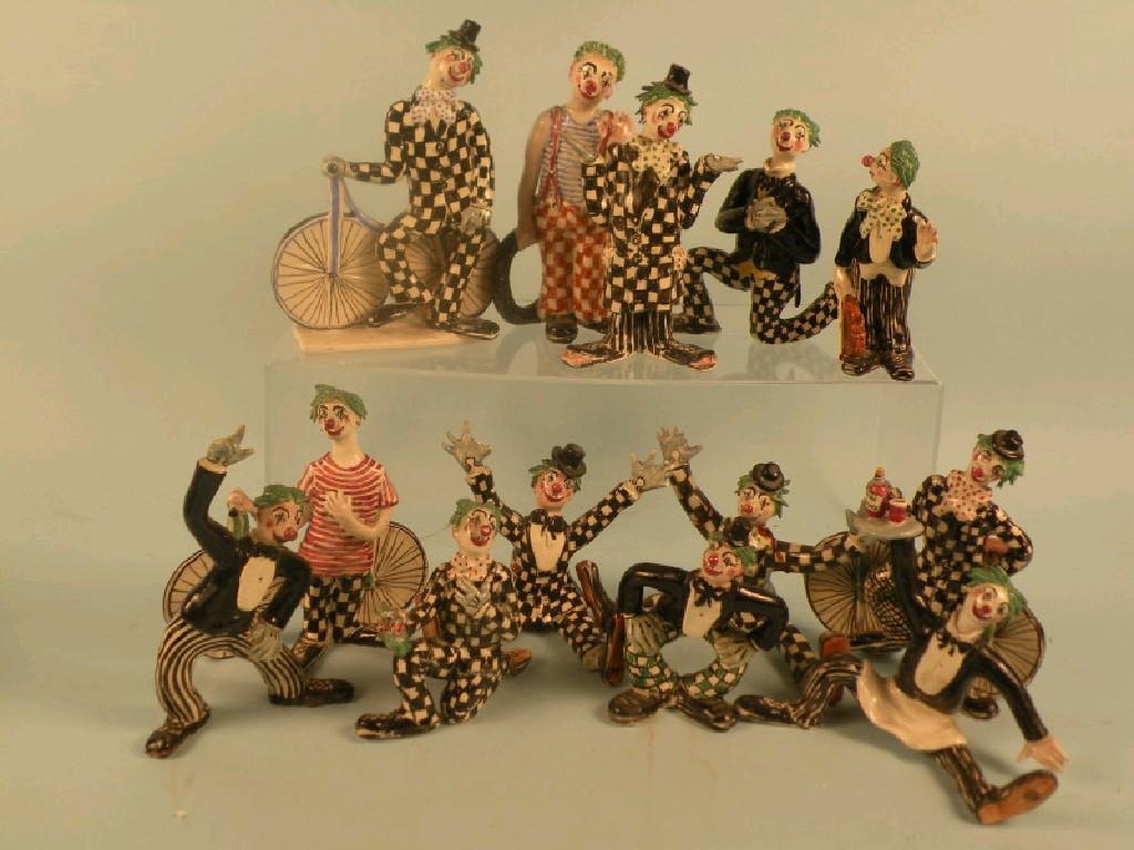 Appraisal: Fifteen pottery figures of clowns to include some with musical