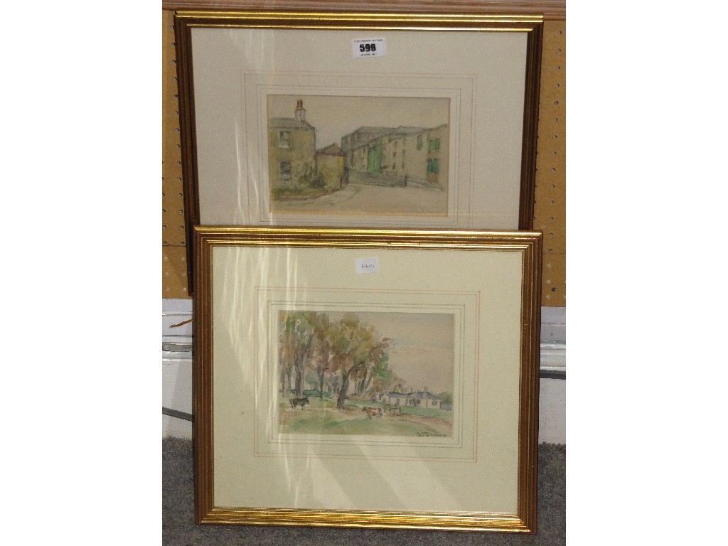 Appraisal: WILLIAM TIMMINS Two watercolours - a street scene and a