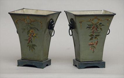 Appraisal: Pair of English Tole Cachepots