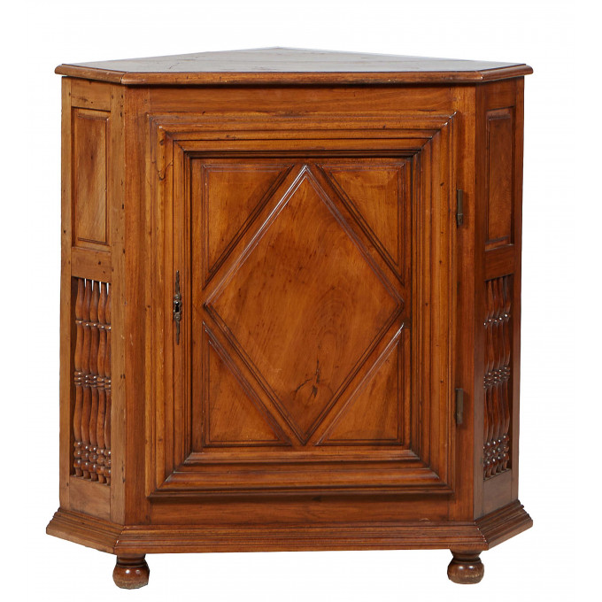 Appraisal: French Louis XIII Style Carved Walnut Corner Cabinet late th