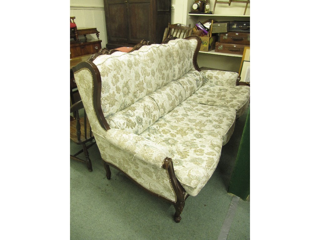 Appraisal: Reproduction floral upholstered settee