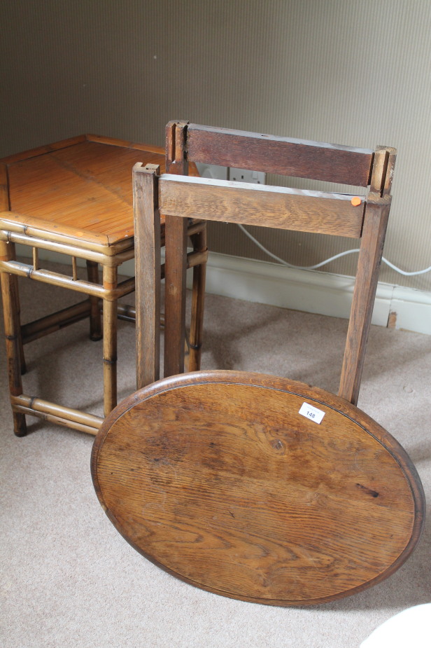 Appraisal: A pair of bamboo night tables an oak occasional table