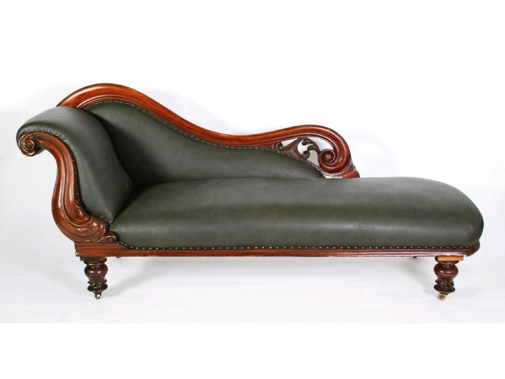 Appraisal: VICTORIAN CARVED MAHOGANY FRAMED CHAISE LONGUE the show-wood scroll pierced