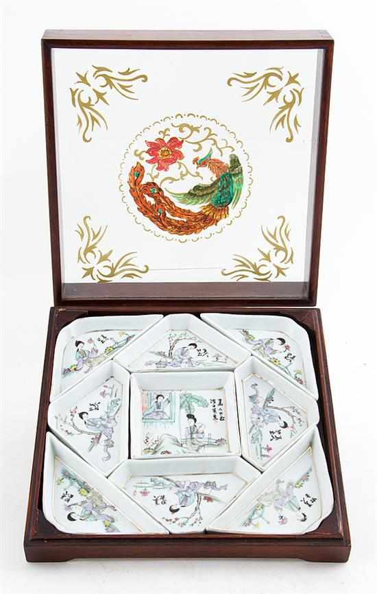 Appraisal: Chinese Export famille rose porcelain sweetmeat sets in fitted cases