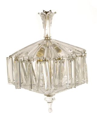 Appraisal: A moulded glass ceiling light modelled as a twelve pointed