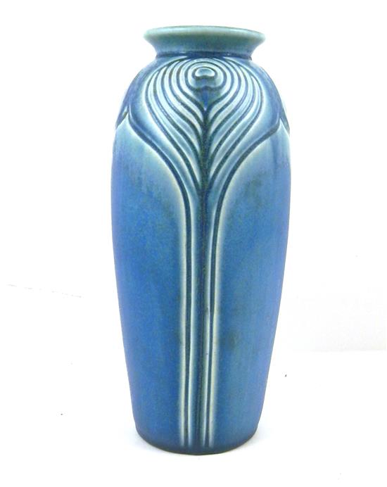 Appraisal: Rookwood art pottery vase c blue matte glaze with stylized