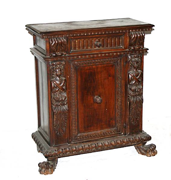 Appraisal: An Italian Baroque style walnut side cabinet late th century