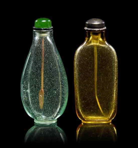 Appraisal: A Group of Two Glass Snuff Bottles both of elongated