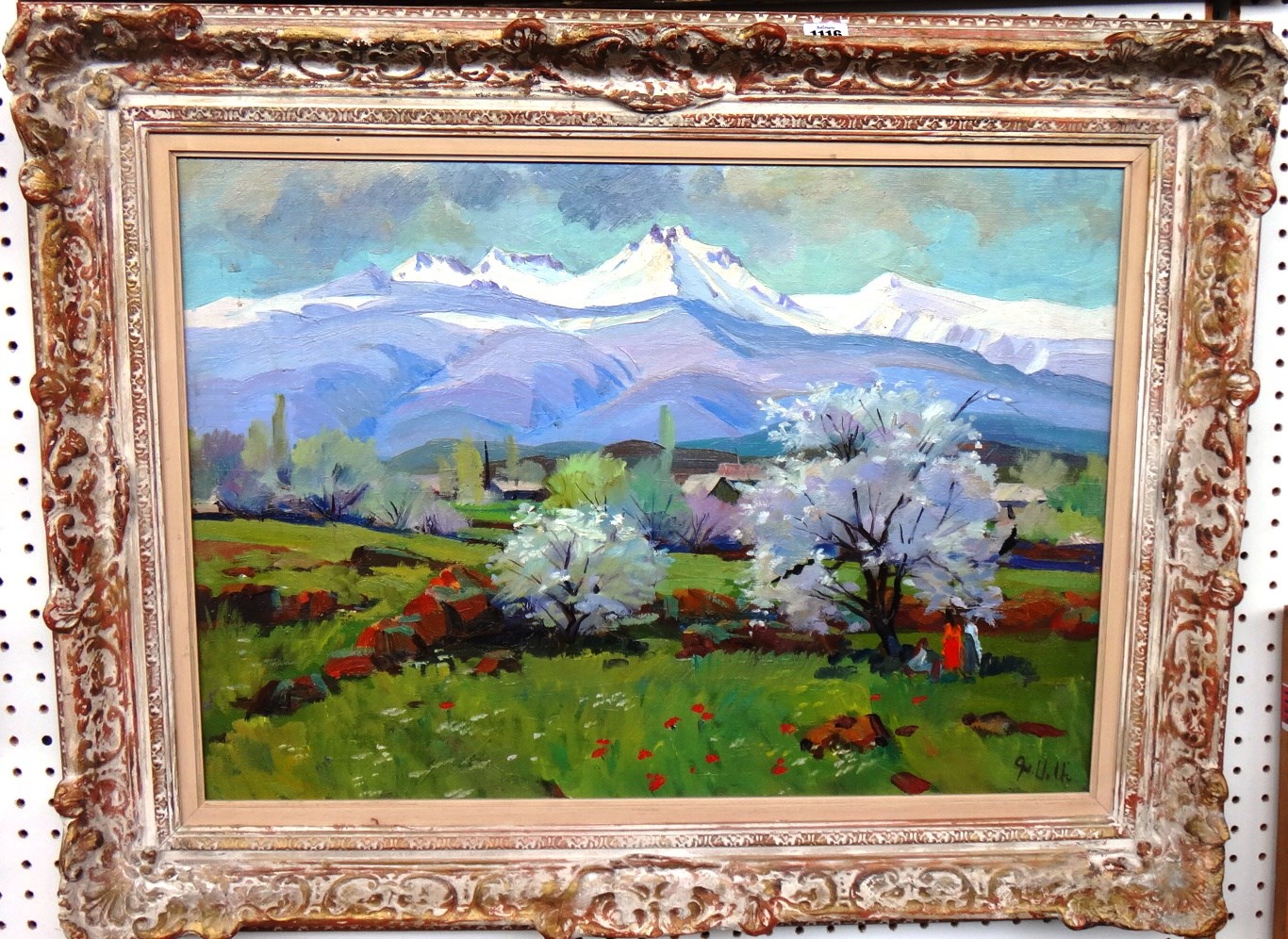 Appraisal: Continental School th century Mountainous landscape oil on canvas indistinctly