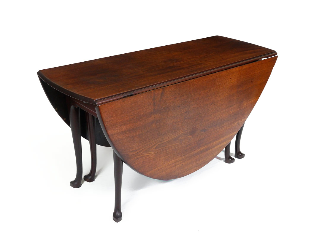 Appraisal: LARGE MAHOGANY DROP LEAF TABLE Single drawer under top on