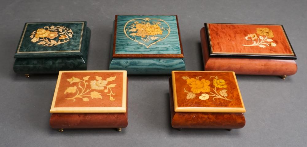 Appraisal: Group of Five Lacquered Music Boxes