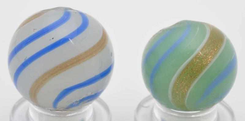 Appraisal: Lot of Semi-Opaque Banded Lutz Marbles Description Largest is a