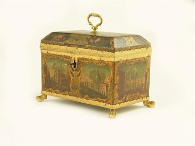 Appraisal: An early George III Birmingham japanned rectangular tea casket with