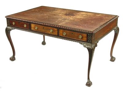 Appraisal: A mahogany writing table in Chippendale style the rectangular gilt