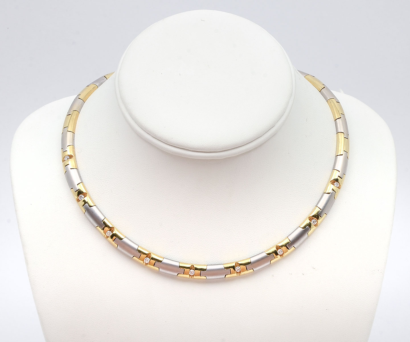 Appraisal: TONE K COLLAR NECKLACE WITH DIAMONDS K two tone necklace