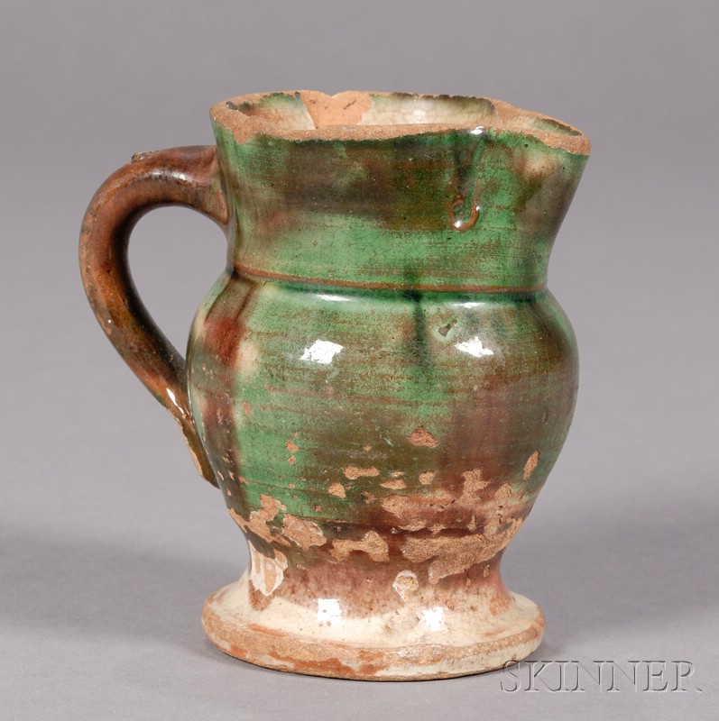 Appraisal: Small Redware Pitcher America early th century with mottled green