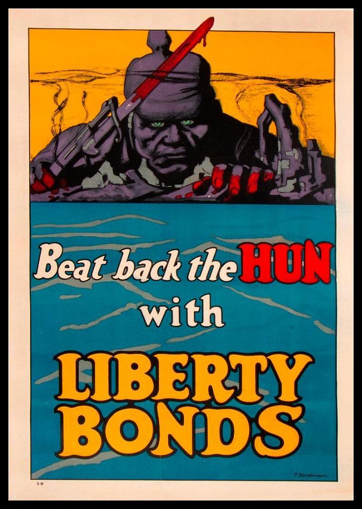 Appraisal: Fred STROTHMANN - Vintage World War I Poster Beat Back