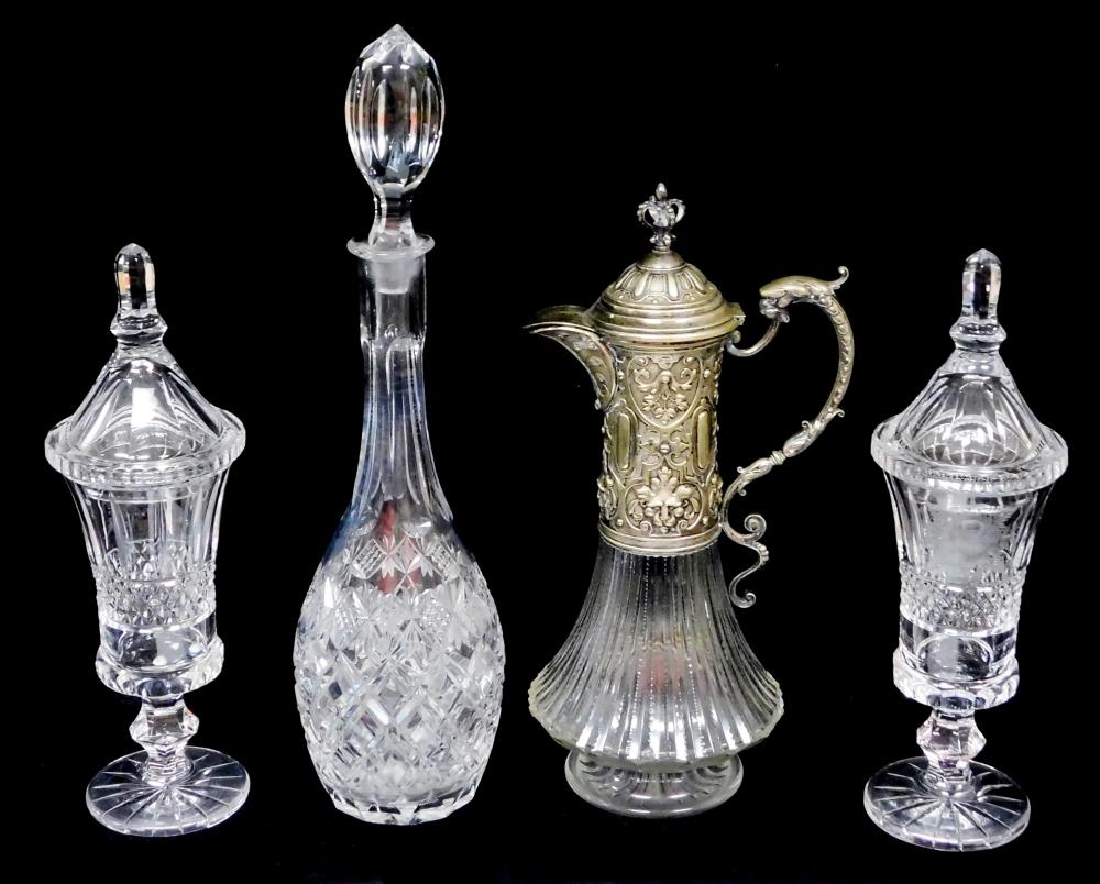 Appraisal: GLASS Four pieces of cut crystal Henniger Co Ewer with