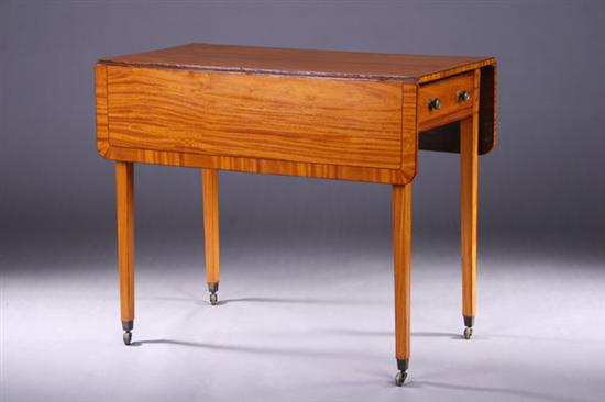 Appraisal: ENGLISH HEPPLEWHITE SATINWOOD PEMBROKE TABLE Circa - The top with