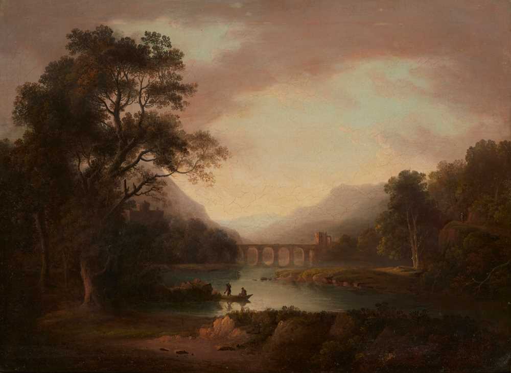 Appraisal: ALEXANDER NASMYTH SCOTTISH - HIGHLAND RIVER WITH AQUEDUCT Oil on