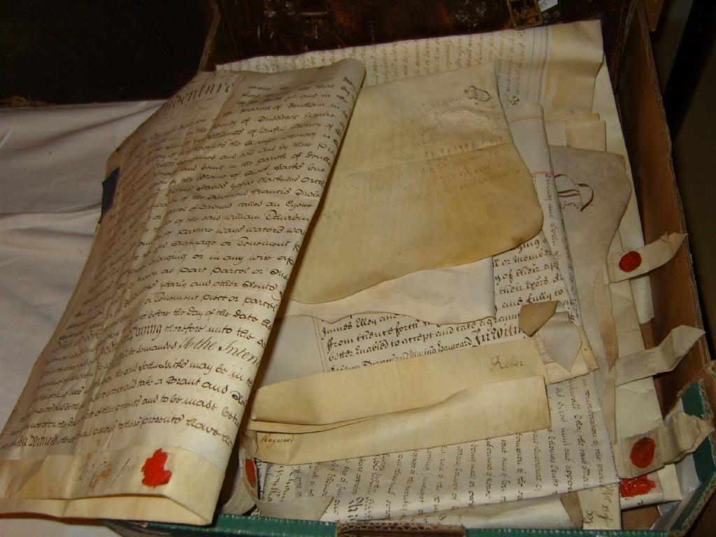 Appraisal: A quantity of parchment indentures dating from the th century