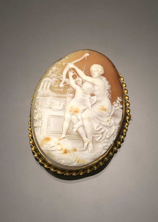 Appraisal: Victorian Gold-Filled and Shell Cameo Brooch Late th Century Set