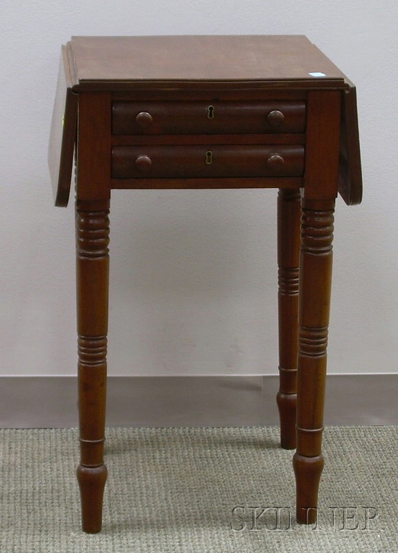 Appraisal: Empire Mahogany and Mahogany Veneer Drop-leaf Two-Drawer Work Table