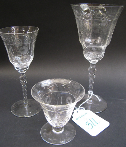 Appraisal: FORTY-EIGHT PIECE SET OF CLEAR CRYSTAL STEMWARE etched design on