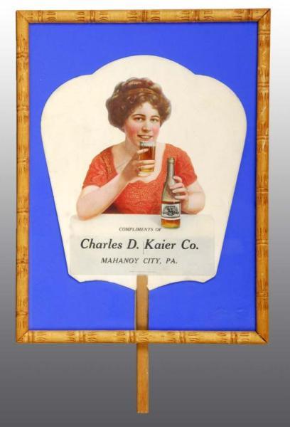 Appraisal: Charles Kaier Beer Hand Fan Description Framed under glass Light