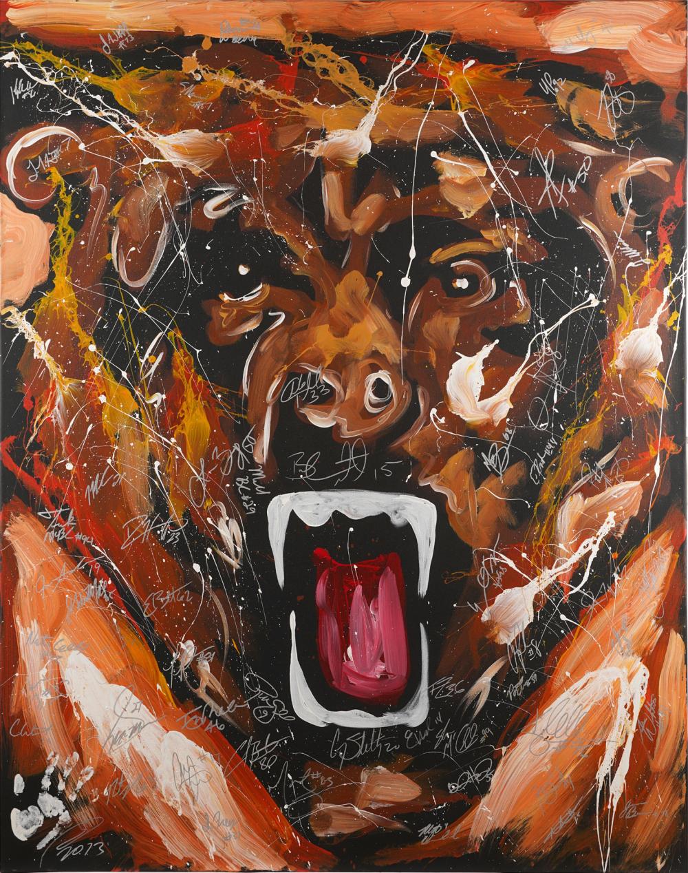 Appraisal: CHICAGO BEARS--SIGNED PAINTING OF A BEARacrylic on canvas unknown artist