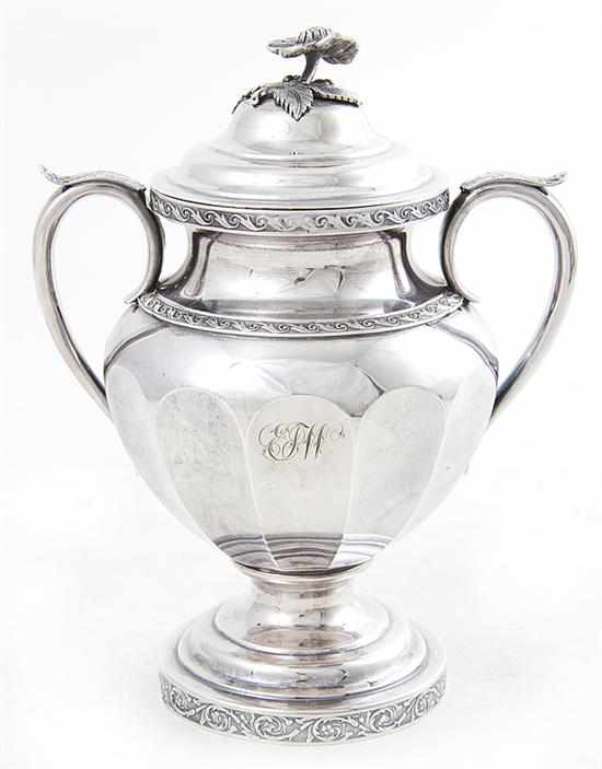 Appraisal: American coin silver sugar urn Lincoln Foss Boston circa floral