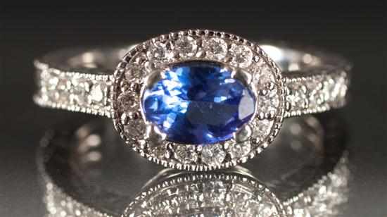 Appraisal: Lady's K white gold diamond and tanzanite ring size Estimate