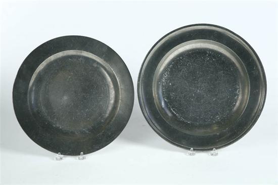 Appraisal: TWO PEWTER CHARGERS European th century Both have partial touch