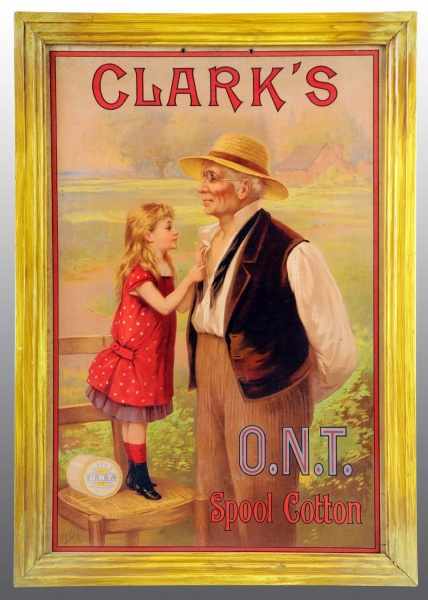 Appraisal: Cardboard Clark's ONT Spool Cotton Sign Description Circa Fabulous image