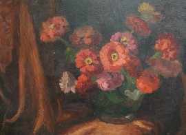 Appraisal: Roland Wakelin - Flower Piece oil on board signed and