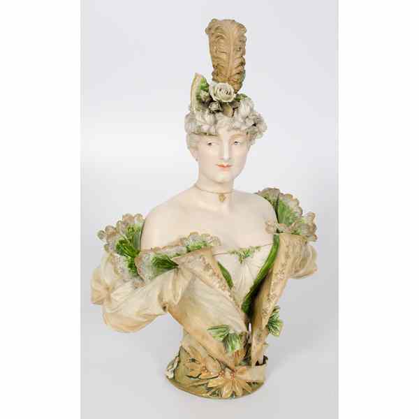 Appraisal: Bohemian Art Nouveau Bust Continental a porcelain bust of a