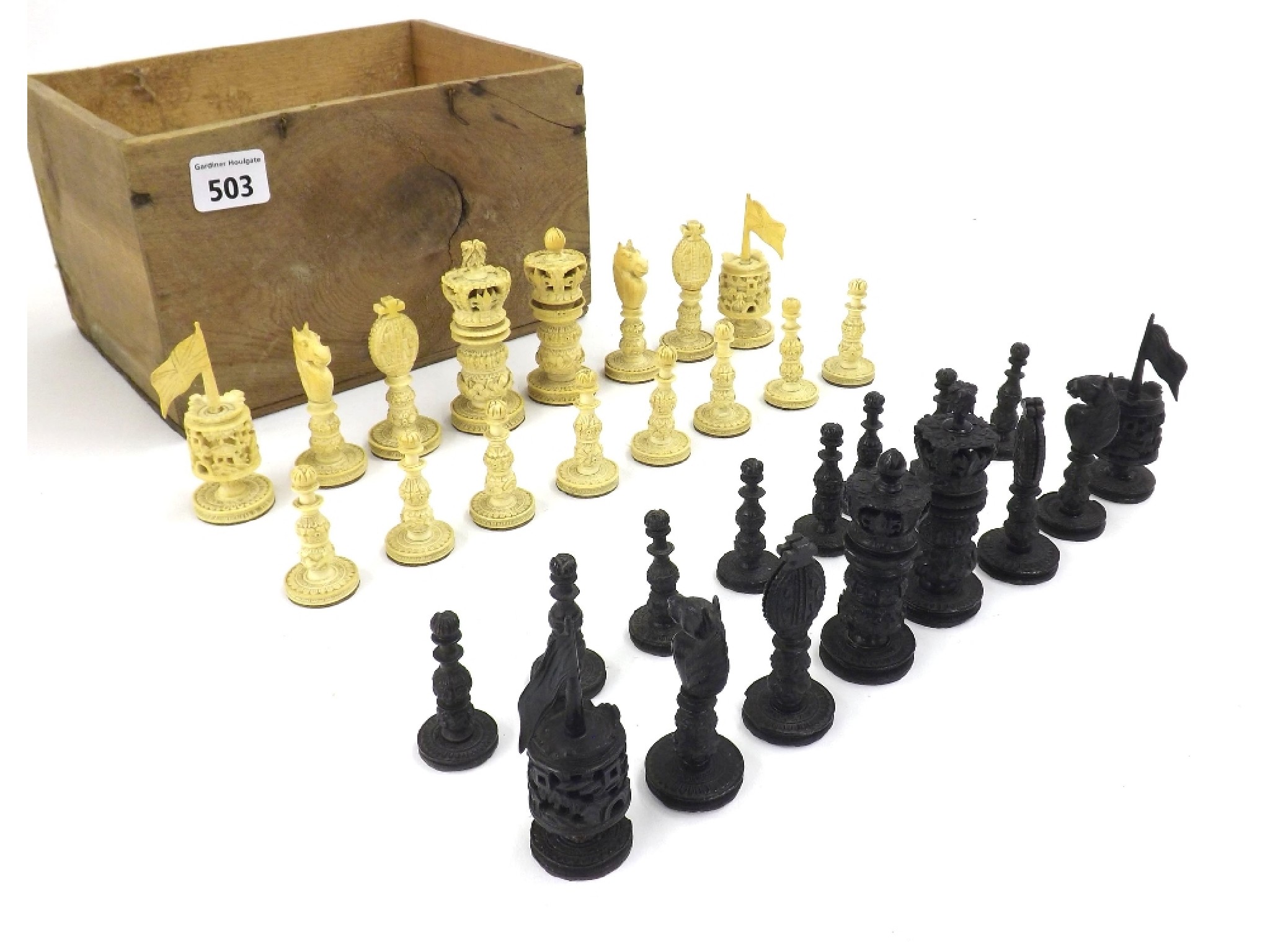 Appraisal: th century Chinese ivory chess set height of king cm