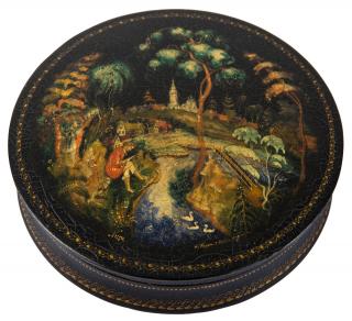 Appraisal: A SOVIET KEEPSAKE BOX OF BOY FISHING N TURIN PALEKH