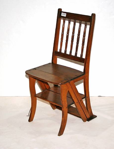 Appraisal: A Victorian mahogany metamorphic library step chair late th century