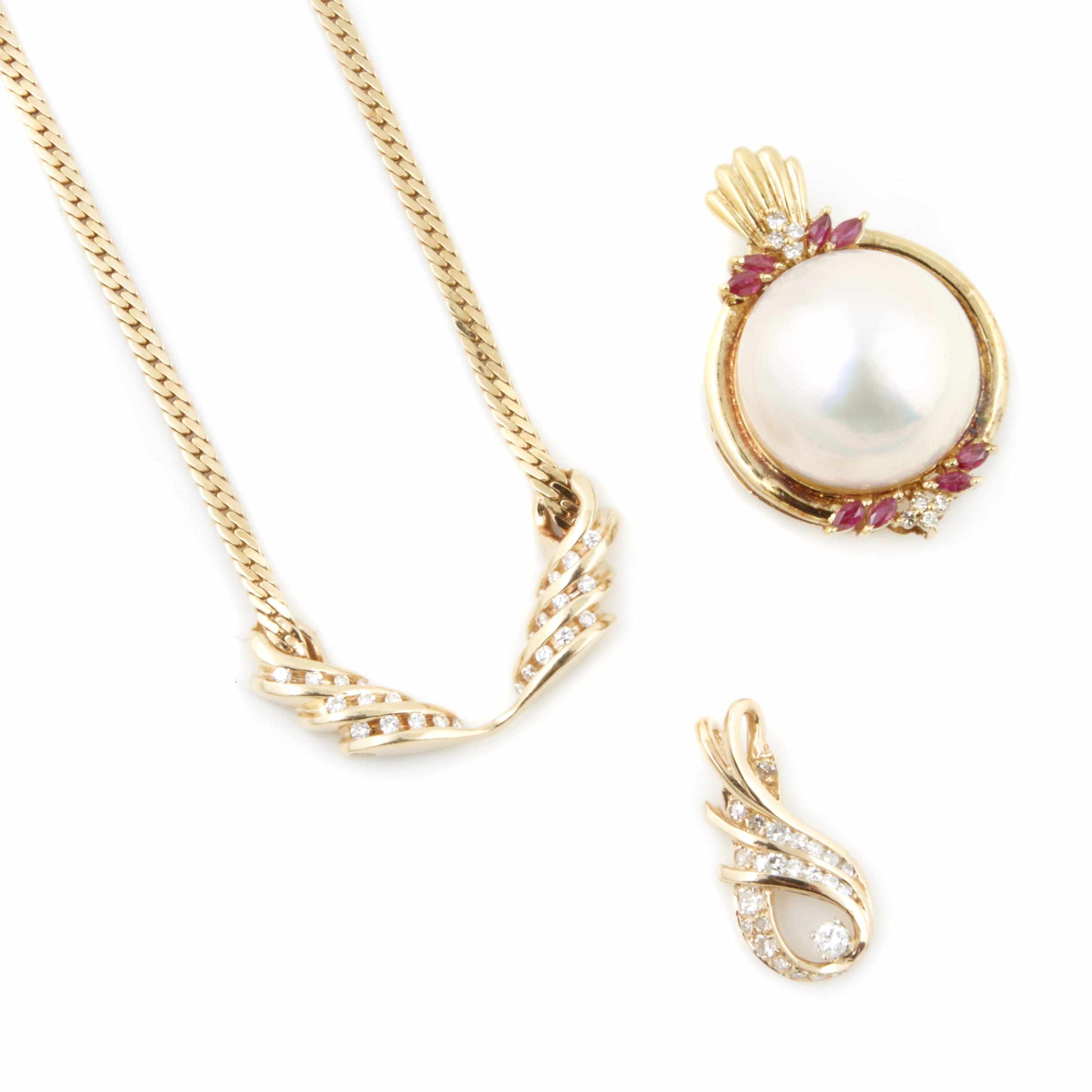 Appraisal: A collection of diamond mab pearl ruby and k gold