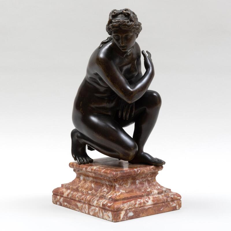 Appraisal: Italian Bronze Model of the Crouching Venus Raised on a