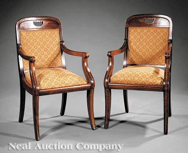 Appraisal: A Pair of Important Restauration Rosewood and Bois Clair Inlaid