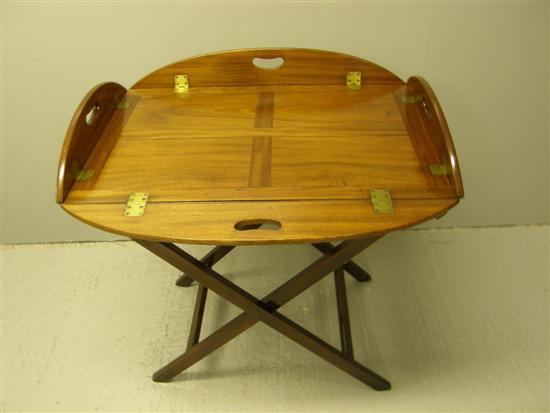 Appraisal: Butler's mahogany tray th century with fold down sides on