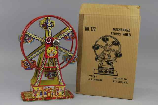 Appraisal: FERRIS WHEEL Chein boxed example lithographed tin large Ferris wheel