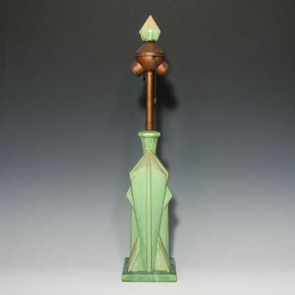 Appraisal: Excellent Art Deco Cowan lamp in matte crystalline green with