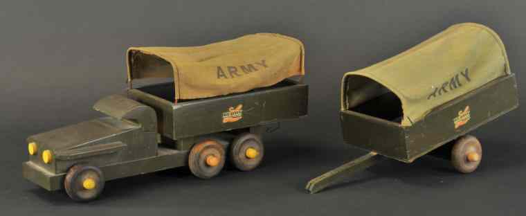 Appraisal: BUDDY 'L' WOOD ARMY SUPPLY TRUCK Painted in olive green