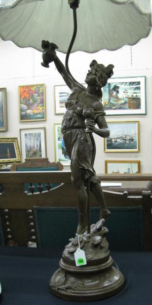 Appraisal: Pair of Spelter Figural Table Lamps depicting male and female