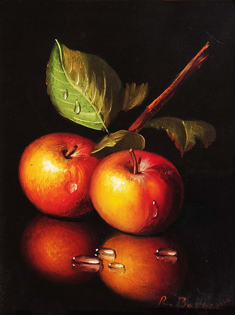 Appraisal: R Berger th Century Still life with apples signed oils